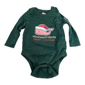 Vineyard Vines Long Sleeve Body Suite  Forest Green 6 to 12 Months